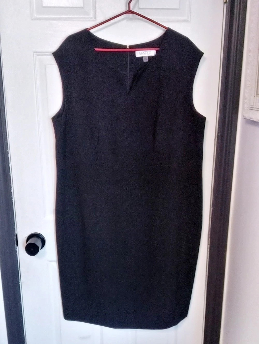 Kasper Split Neck Sheath Dress Black Midi Size 20W